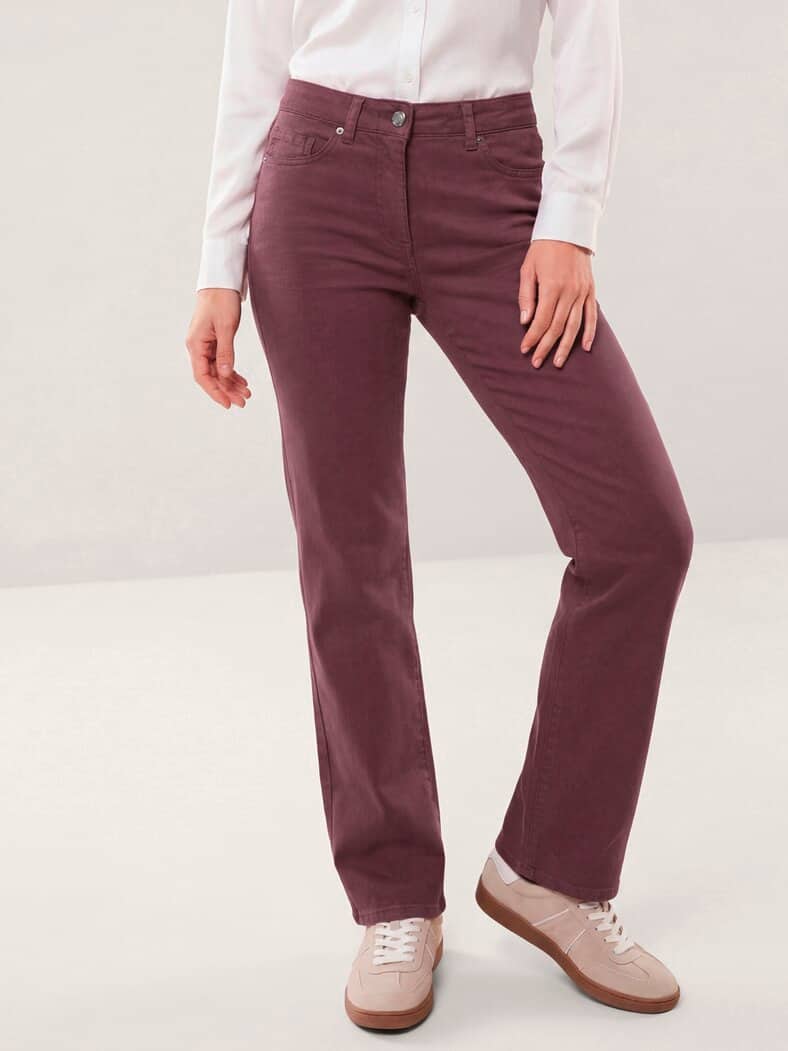 5 Pocket Jeans mit weitem Bein Merlot