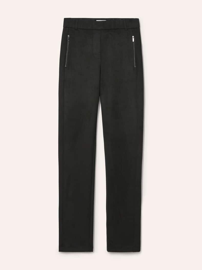 Suede Hose aus elastischem Material Schwarz