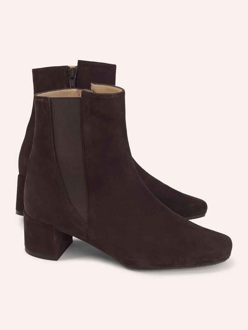 Velours Stiefelette Kastanie