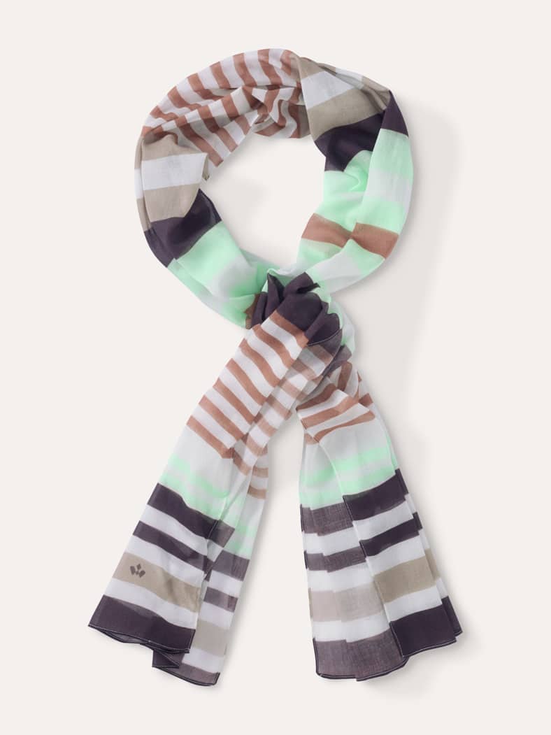 Streifenschal Natur/Grün