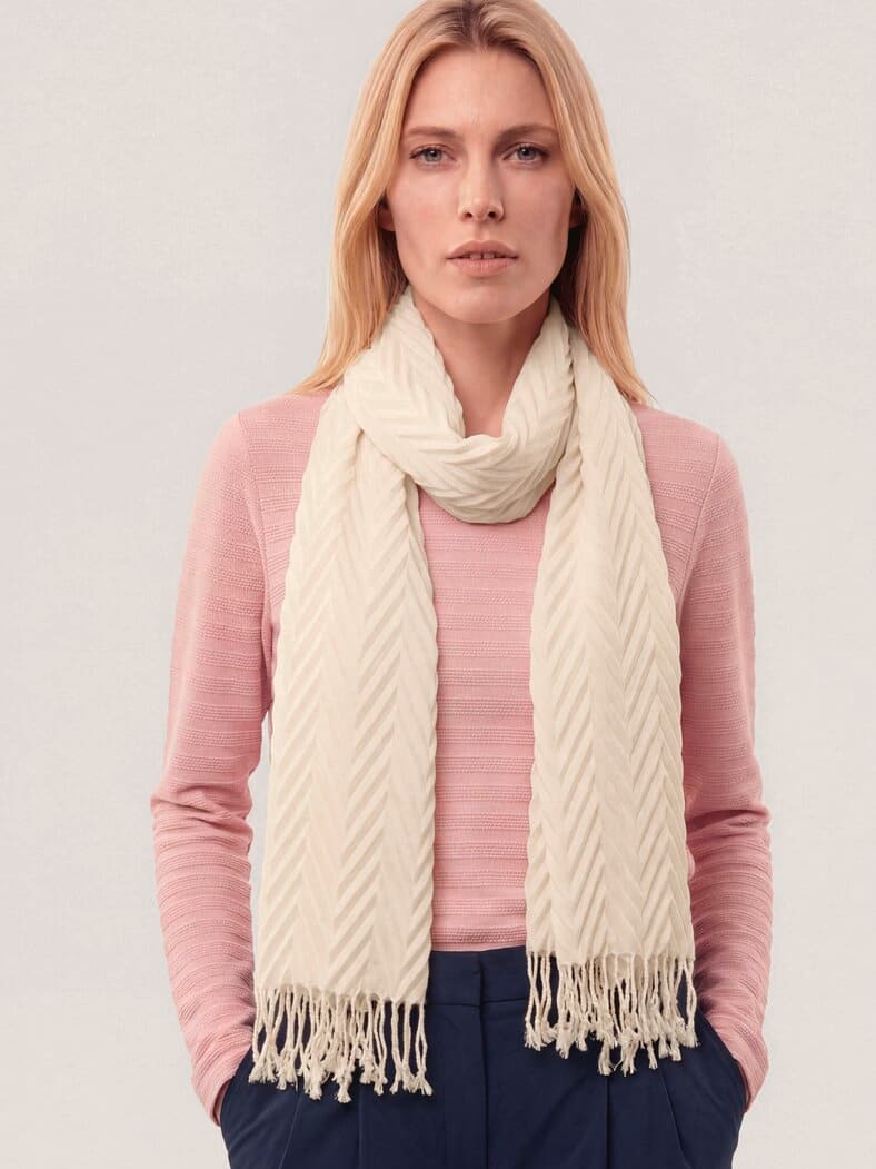 Plissee Struktur Schal Creme