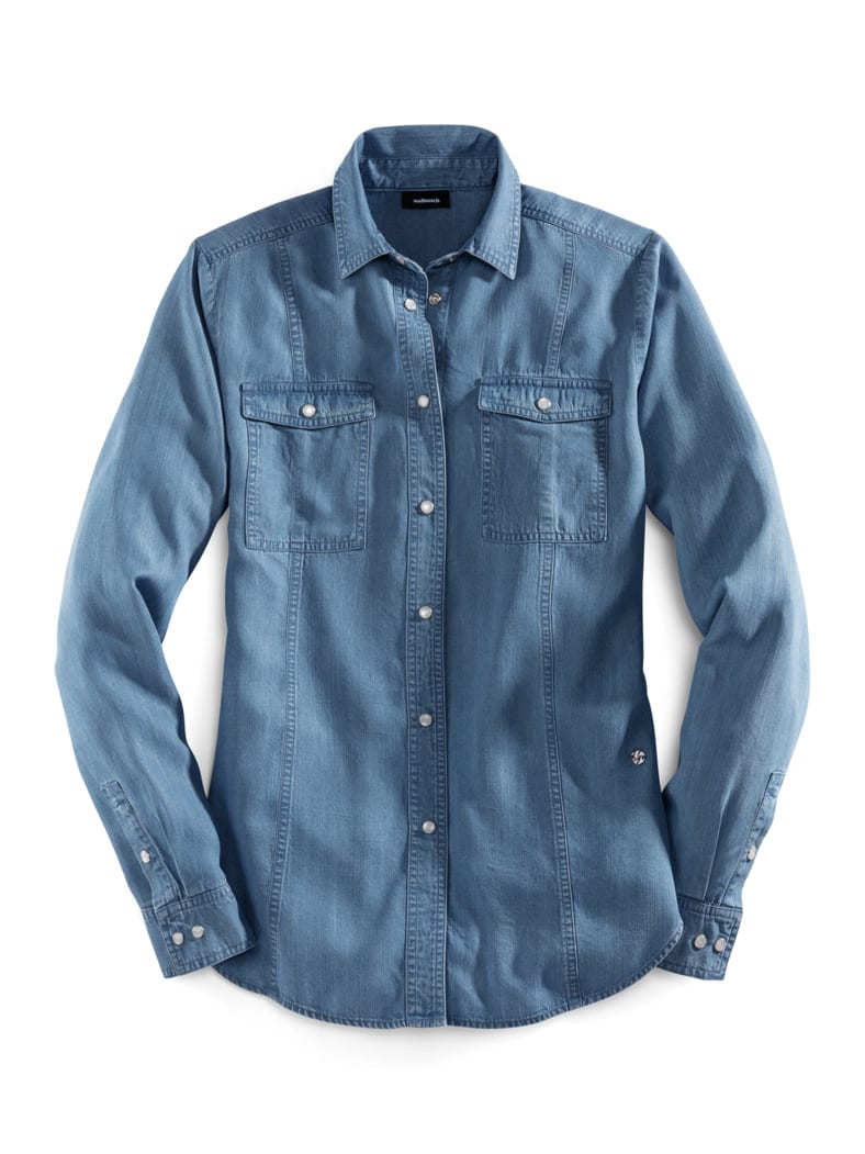 Lyocell-Jeansbluse Extraleicht Mittelblau