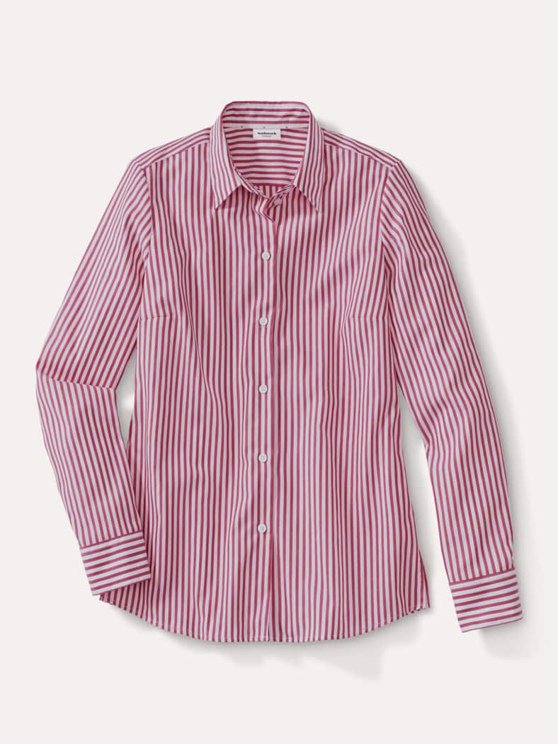 Extraglatt-Hemdbluse Everyday Streifen Dunkelrot