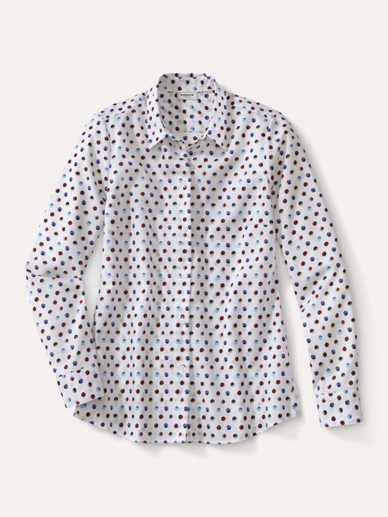 Extraglatt-Hemdbluse Everyday Multicolor-Tupfen
