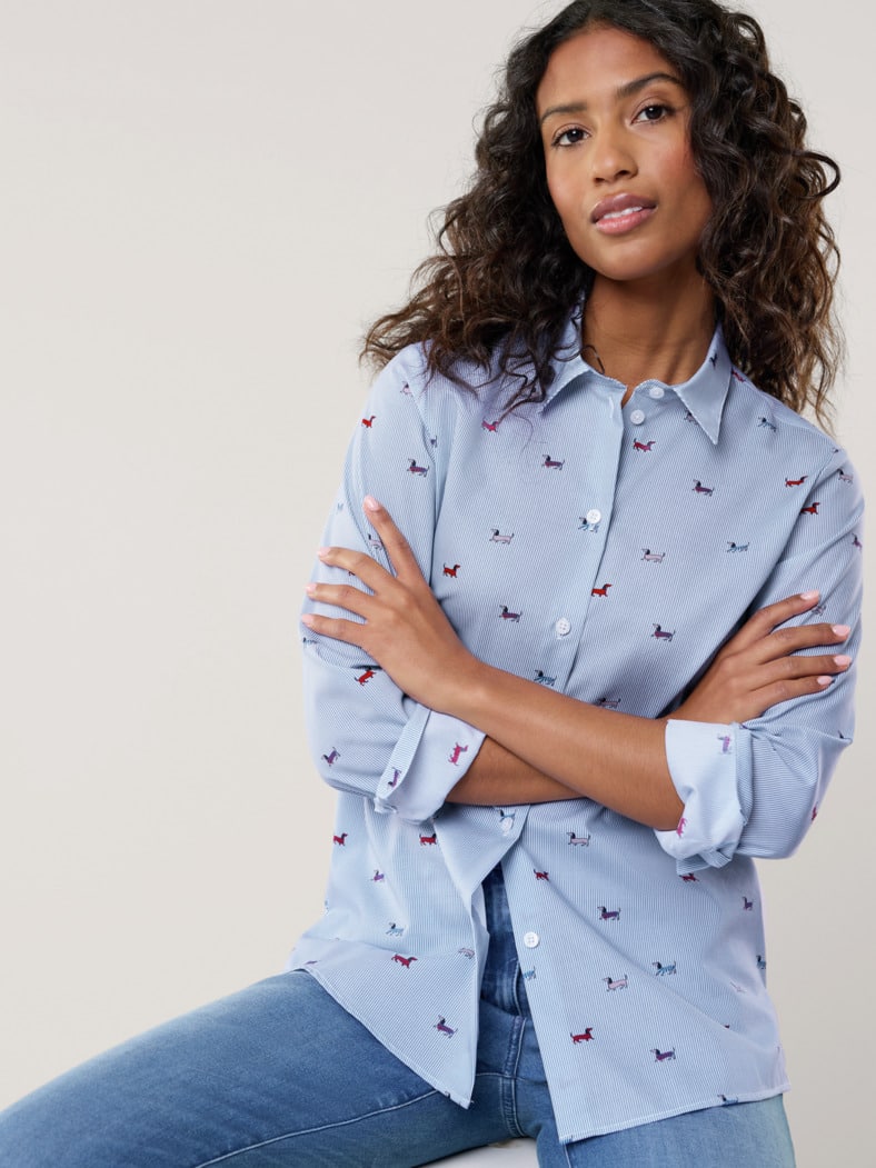 Extraglatt-Hemdbluse Everyday Dackeldruck