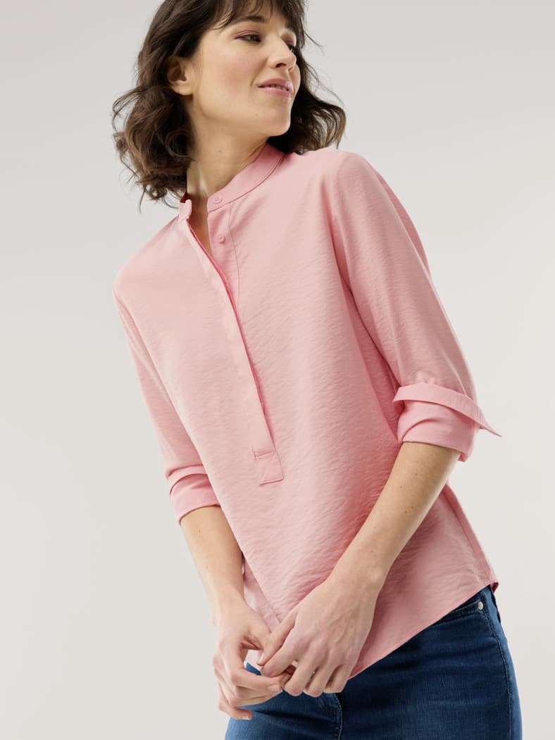 Easy Care Crincle Bluse Rosenholz