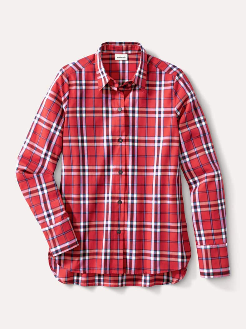 Baumwoll-Bluse Zeitlos Karo Rot