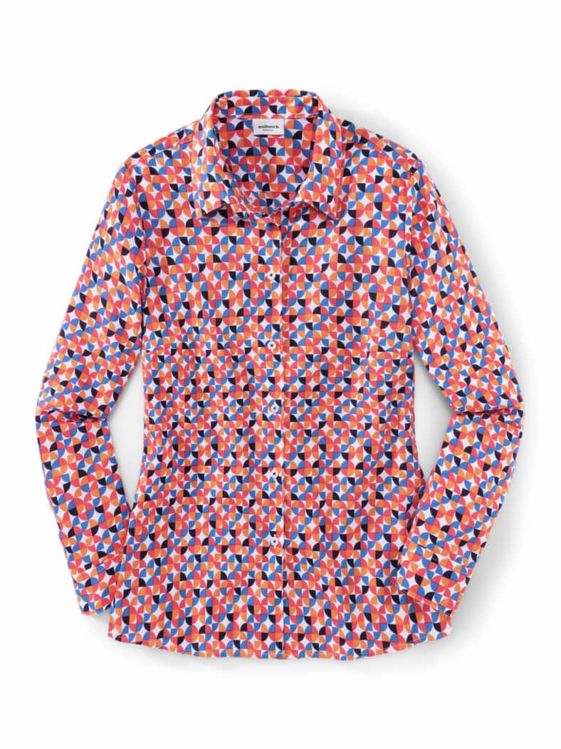 Extraglatt Baumwoll-Bluse Grafik