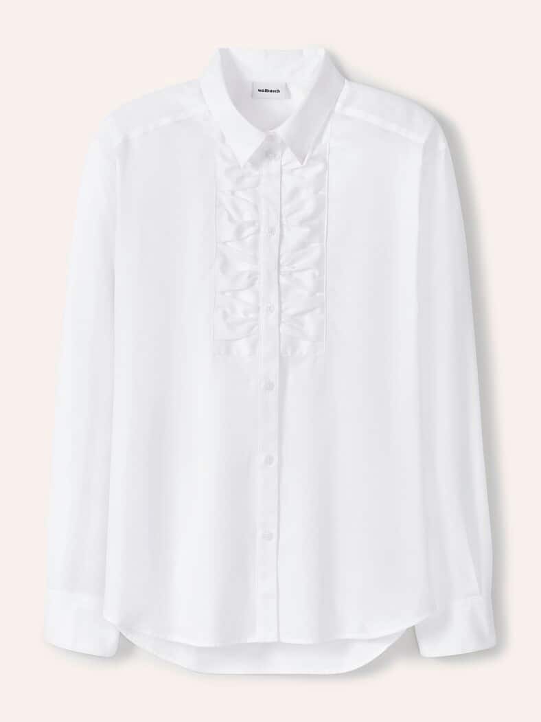 Hemdbluse mit Falteneinsatz Weiß