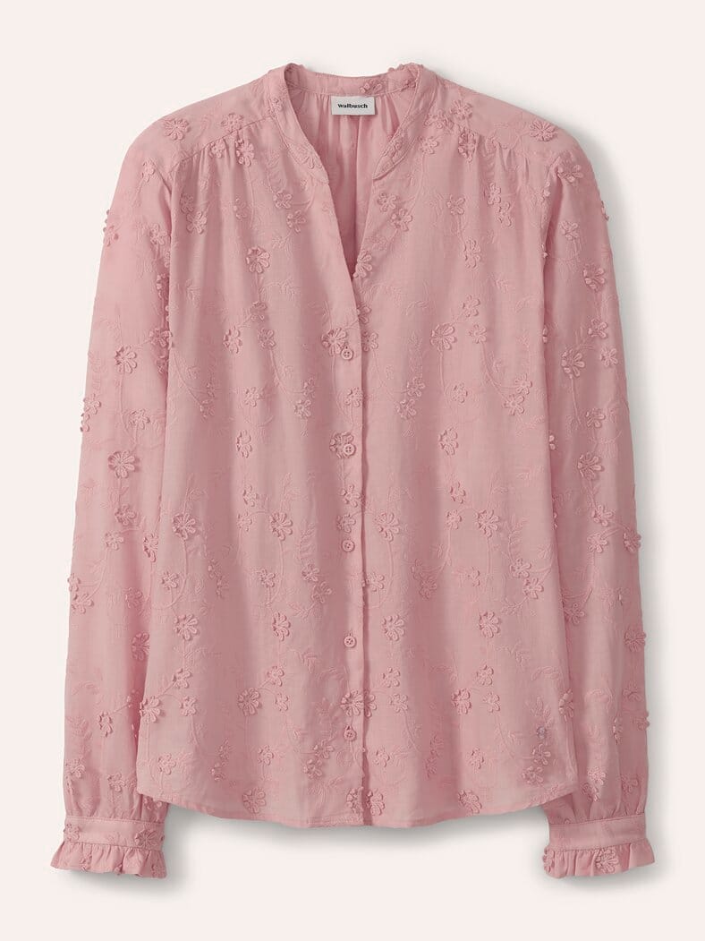 Bluse mit Blütenstickerei Altrosa