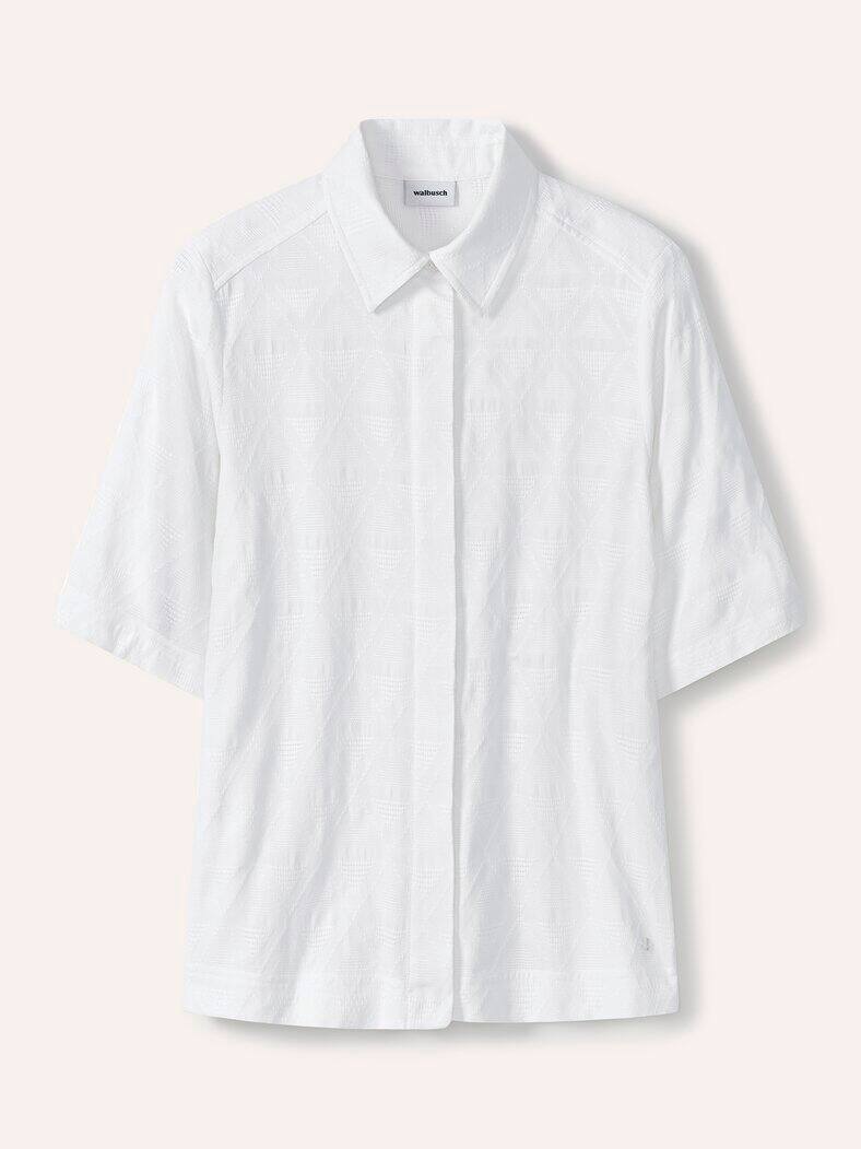 Hemdbluse aus Viskose Jacquard Weiß