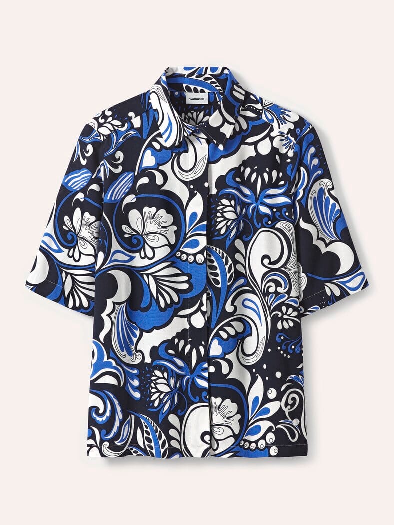 Hemdbluse Leinenmix Blau