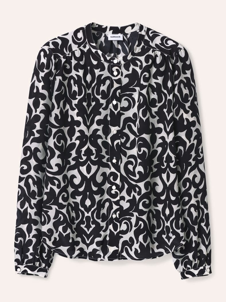 Bluse mit Seide Druck Schwarz
