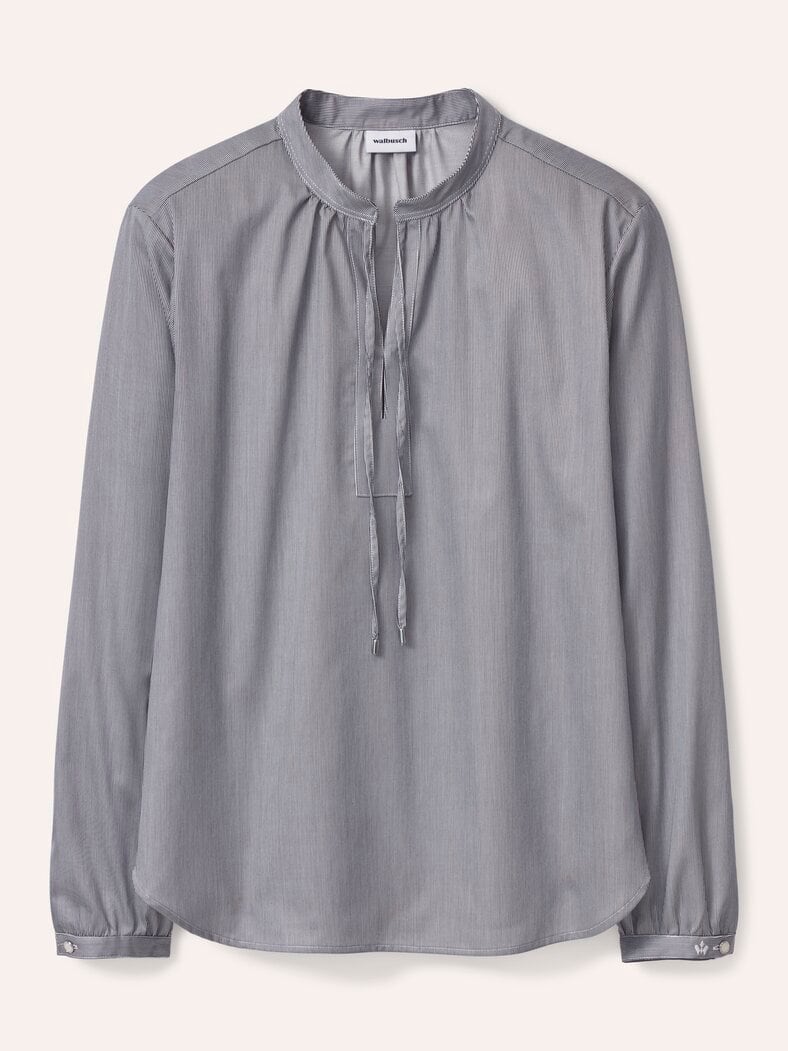 Shirtbluse aus Baumwollsatin Nachtblau gestreift