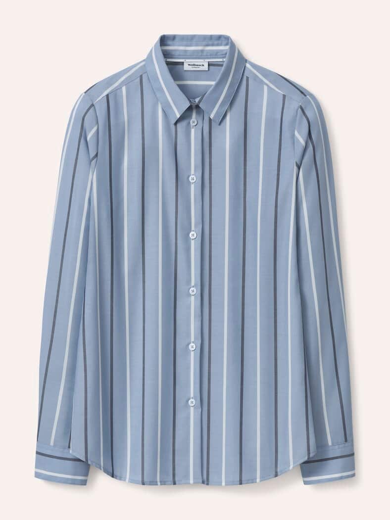 Extraglatt-Hemdbluse Everyday 2.0 Streifen Smokey Blue