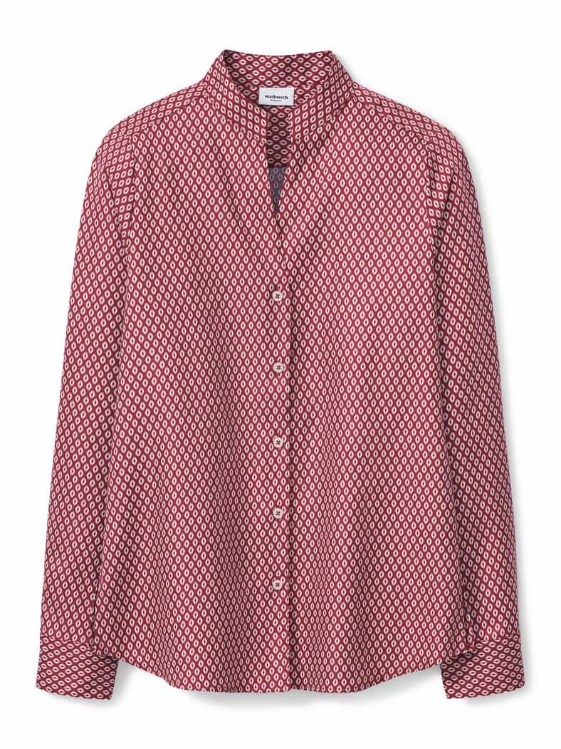 Extraglatt Stehkragen Bluse V-Auss Minimal Chianti