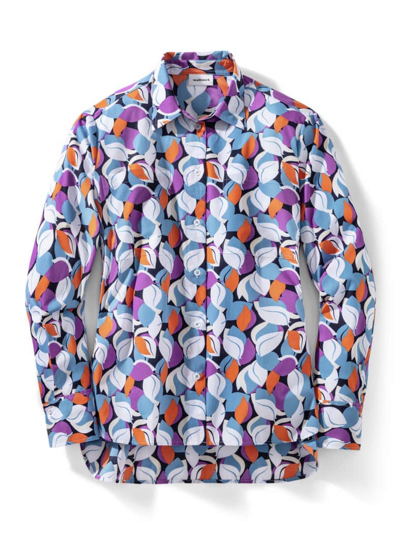 Extrasoft Baumwoll-Bluse Blätterdruck