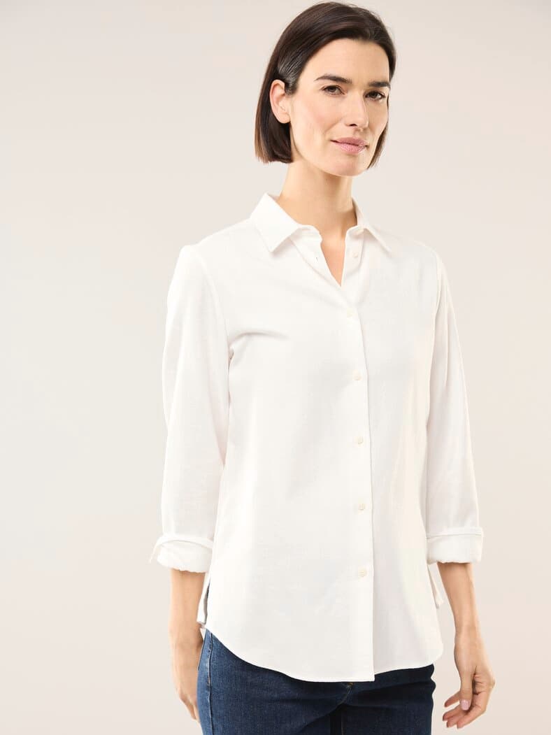 Hemdbluse aus Thermoflanell Offwhite