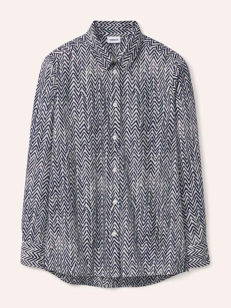 Hemdbluse aus Baumwolle Dessin Fischgrat