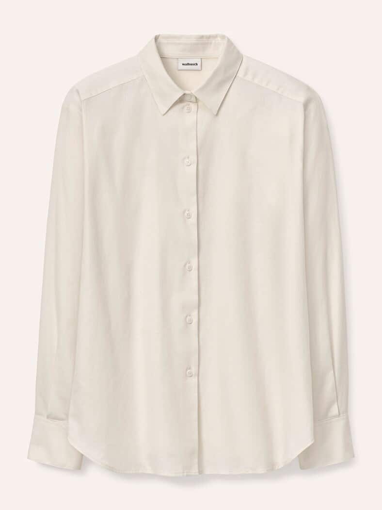 Hemdbluse aus Thermoflanell Uni Creme
