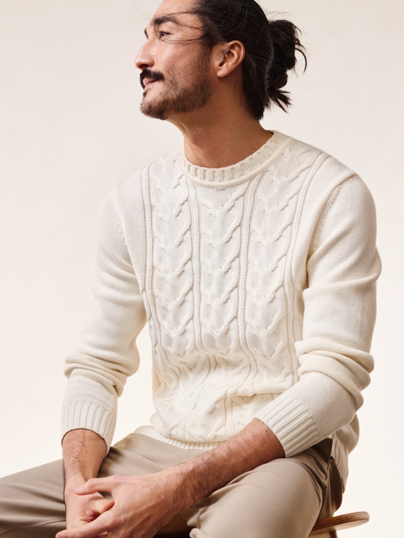 Outfit Zopfpullover Woolcot