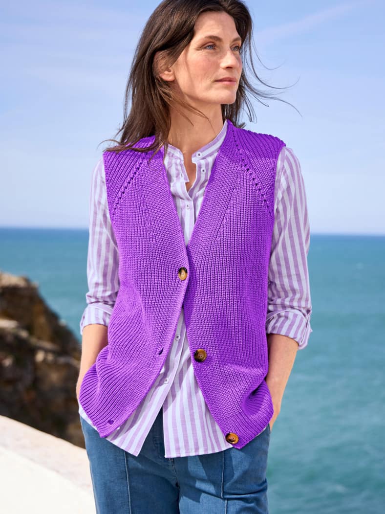 Outfit Strickweste Patentmuster