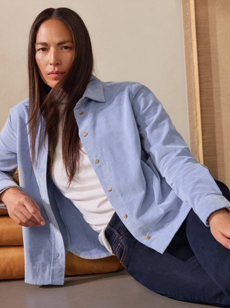 Outfit Two-Tone Cord Bluse Boxi