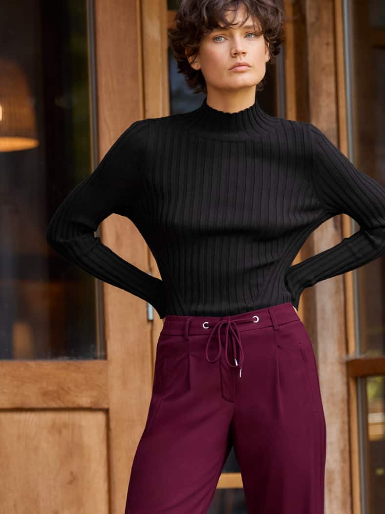 Outfit Stehbund-Pullover Diagonalrippe