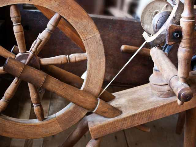 Nahaufnahme von einem Cashmere Spinnrad